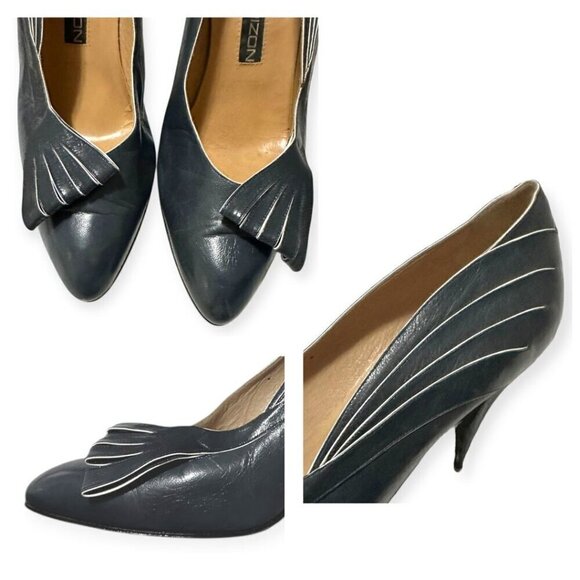 Vintage Maud Frizon Dark Gray Pumps with Bow, Size 40.5 EU - Picture 13 of 15